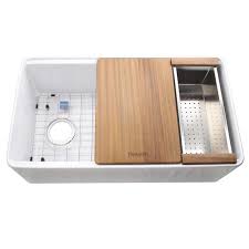 They often serve as informal dining areas or food preparation stations that also provide convenient storage. Nantucket Sinks Fc Tps33 33 Inch Workstation Fireclay Apron Sink In White