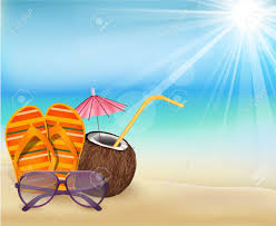 Summer Beach, Sandals Colorful Flip- Flops, Young Coconut With Sunglasses Royalty Free SVG, Cliparts, Vectors, And Stock Illustration. Image&nbsp;38571940.