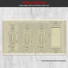 4 Gang Toggle Switch Decorator Outlet Combination Wall Plate Ivory Topgreener