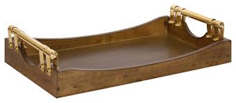 Use it to organize your space, or to serve up wrapped food items at your next gathering! Kate And Laurel Ormond Walnut Wood Decorative Tray With Gold Metal Handles Transitional Serving Trays By Uniek Inc 210930 Houzz