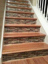 Tile On Stair Risers Diy Wisdom Different Tile But This Is The General Idea Diy Stairs Tile Stairs Staircase Design