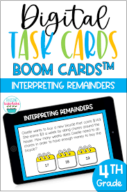 Interpreting Remainders Division Boom Cards Digital Task Cards In 2020 Digital Task Cards Task Cards Interpreting Remainders