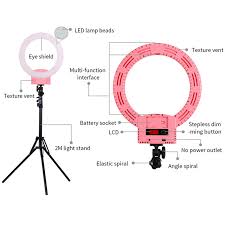 Winado 515561061105 12 Double Color Led Ring Light Dimmable Continuous Lighting With Stand Photo Video Mekeup Shooting Kit Pink