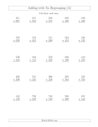 Adding 3 Digit And 3 Digit Numbers With No Regrouping A Addition Worksheet Addition With Regrouping Worksheets Addition Worksheets Math Worksheet
