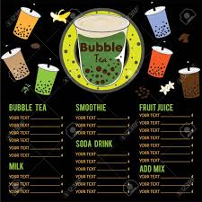 American chinese menu/ lunch menu. Bubble Tea Menu Design