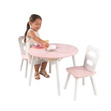 Kidkraft Round Storage Table 2 Chair Set Natural White Walmart Com Round Storage Table Storage Chair Set