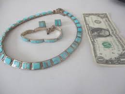 Signed Calvin Begay Navajo Sterling & Turquoise Set