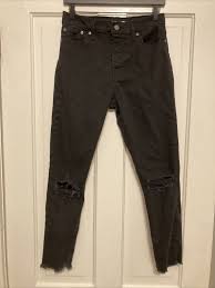 Levi S Faded Black Wedgie Skinny High Rise Raw Hem Jeans Size 14 W Tags For Sale Online Ebay