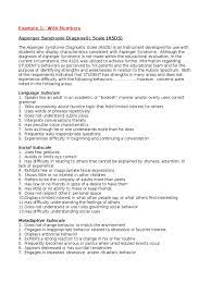 Asperger Syndrome Diagnostic Scale T Asperger Syndrome Autism Spectrum