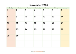 Check spelling or type a new query. November 2020 Calendar Printable With Coloring On Weekend Horizontal Free Calendar Template Com