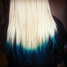 Blue Dip Dye Dip Dye Is One Of The Techniques That Can Be Used To Create Interesting Colour Effects Blue Tips Hair Blonde Hair With Blue Tips Dip Dye Hair
