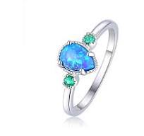Pear Shape Lab Created Blue Opal and Round Green Nanocrystal ...