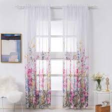Whether you like changing your drapes with the seasons or want a replacement set to coordinate with your new living room furniture, you can find a wide selection of floral drapes in pretty patterns that let in as much light as you prefer. Amazon Com Kotile Pink Floral Sheer Curtains For Living Room 96 Inch Long Bedroom Window Curtain Print Flowers Blossom Curtain 2 Panels Red And Pink 52 X 96 Inch Pair Kitchen Dining