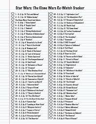 Star Wars The Clone Wars Chronological Tracker Etsy Clone Wars Star Wars Workout Star Wars