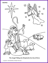 A coloring page of jesus being baptised. Angels Visit Shepherds Coloring Pages Google Search Nativity Coloring Pages Angel Coloring Pages Jesus Coloring Pages