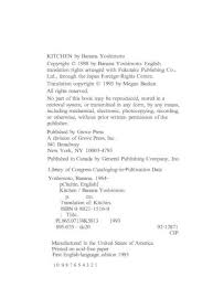 The book was published in multiple languages including english, consists of 152 pages and is available in paperback format. Kitchen Banana Yoshimoto Pdf Document