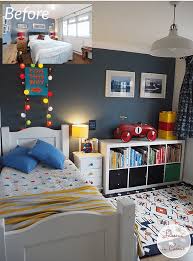 Kids Room Makeover In Blue And Red Boy Toddler Bedroom Toddler Boys Room Boys Bedroom Decor