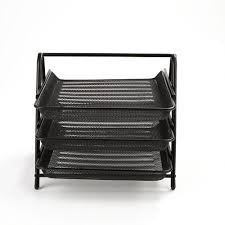 If your office is heavy into papers and you constantly shuffle things about your desk. Mind Reader 3 Tier Steel Mesh Paper Tray Desk Organizer Black 3tpaper Blk The Home Depot