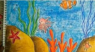 Water park in cancun the coral reef aquarium at xcaret , the only one of its kind will transport you to the depths of the caribbean sea. Children S Art How To Draw And Color An Underwater Scene Using Oil Pastels For Kids Feltmagnet