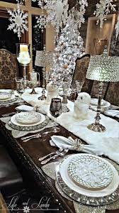 Snowflakes And Baubles Tablescape Christmas Table Settings White Christmas Decor Christmas Table Decorations
