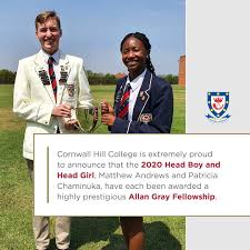 Cornwall Hill College On Twitter Cornwall Hill College Is Extremely Proud To Announce That The 2020 Head Boy And Head Girl Matthew Andrews And Patricia Chaminuka Have Each Been Awarded A Highly
