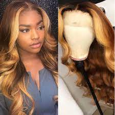 Blonde And Brown Strip Ombre Highlights Custom Body Wave Handmade 13x4 Lace Frontal Wig Customwig Wigs Frontal Hairstyles Lace Frontal Wig Wig Hairstyles