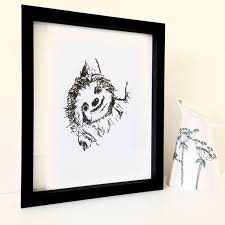 Black And White Animal Prints Framed Sloth Sketch Print Framed Free Shipping Black And White Animal Pen Sketch Art Pen Sketch Framed Prints Art Sketches
