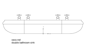 Autocad Drawing Double Bathroom Sink 1 Front View Dwg