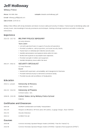 Former police officer work experience. Military To Civilian Resume Examples Template For Veterans