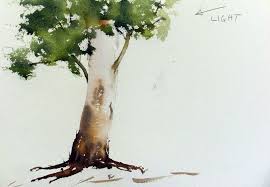 Use your #4 round brush to paint this base of. Finished Watercolor Gum Tree Painting Branches