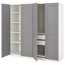 50cm width wardrobe comes incl 2 shelves, 1 rack and 2 draws. Pax Grimo Wardrobe Combination White Grimo Grey Ikea