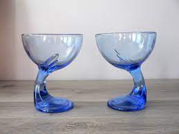 2 Two Bormioli Rocco Cobalt Blue Stemmed Glass Dessert Bowl Italy Jerba Sapphire Blue Glasses 11 Oz Glass Dessert Bowls Blue Glasses Stemmed Glass