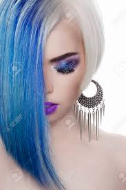 Coloring the hair is not a new trend. Beautiful Blond Woman With Blue Hair Girl With Colored Hair And Make Up Stock Photo Picture And Royalty Free Image Image 90667502