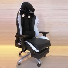 568 كرسي ألعاب قيمنق ليدر من الجلد الأسود X الأبيض