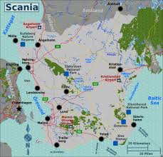 I norr begränsas landskapet av halland och småland, i öster av blekinge och östersjön. Scania Wikitravel