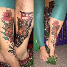 Okinawan Shisa Couplestattoo Legtattoo Japan Shisa Tattoo Shisa Dog Tattoo Leg Tattoos