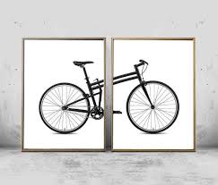 Bicycle Prints Set Of 2 Mid Century Wall Art Black And White Etsy Bicycle Art Mid Century Wall Art Black And White Posters