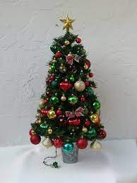 Tabletop Christmas Tree Miniature Tree Fully Decorated Tree Etsy Tabletop Christmas Tree Red And Gold Christmas Tree Christmas Tree Decorations