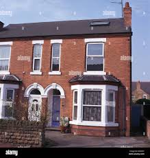 Traditional victorian semi detached house bay hi-res stock