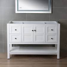 They can be placed in the center, on both sides, or on one side only depending on the design of the vanity itself. á… Sydney 48 Inch Solid Wood Bathroom Vanity Base Only 2 Soft Closing Doors And 4 Full Extension Solid Wood Dovetail Drawers White Vanity Color Woodbridge