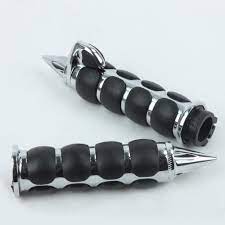 A Pair Chrome Black Aluminum Rubber Spike Motorcycle Hand Grips For Honda Cbr F4i 900 929 Kawasaki Ninja Suzu Honda Shadow Motorcycle Accessories Rubber Spikes