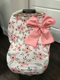 3 In 1 Stretchy Baby Car Seat Cover Coral Floral Baby Boy Or Girl Nursing And Shopping Cart Cover Bow Optional Baby Girl Car Baby Girl Car Seats Infant Car Seat Cover
