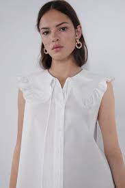 Zara Poplin Blouse With Peter Pan Collar Quality Assurance Protein Burger Com