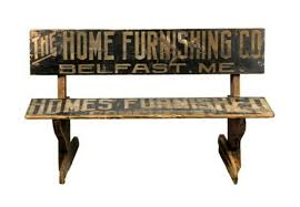 Wooden garden benches a wooden garden bench is a traditional choice. Original Wooden Advertising Bench Trade Sign Belfast Maine Trade Sign Wood Diy Home Furnishings
