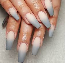 Black And Grey Ombre Coffin Nails Ombre Gray Nails Nails Matte Nails Design Ombre Acrylic Nails Glue On Nails