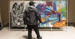 Live Spray Paint Art In Las Vegas For Convention Event Graffiti Art Wall Auction Art Graffiti Art Art Event