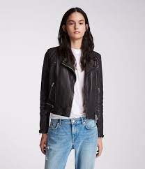 Womens Conroy Leather Biker Jacket Ink Leather Jacket Leather Jackets Women Leather Outerwear
