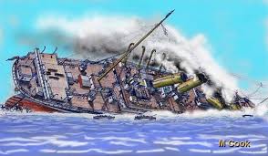 great drawing of hmhs britannic sinking