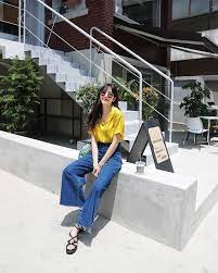 ส องแฟช นเพ มความส ง ก บกางเกงย นส ขากระบอก ได ล คฮ ปๆ เท ๆ ล คสบายๆ สไตล แฟช น เส อผ าแฟช น