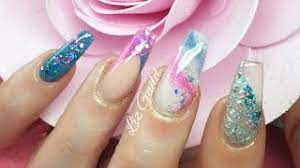 On the pinky, use the glittery silver on the entire nail for a polished, but still fun design. Acrylic Nails Colour Change Pink Purple Blue Teal Youtube
